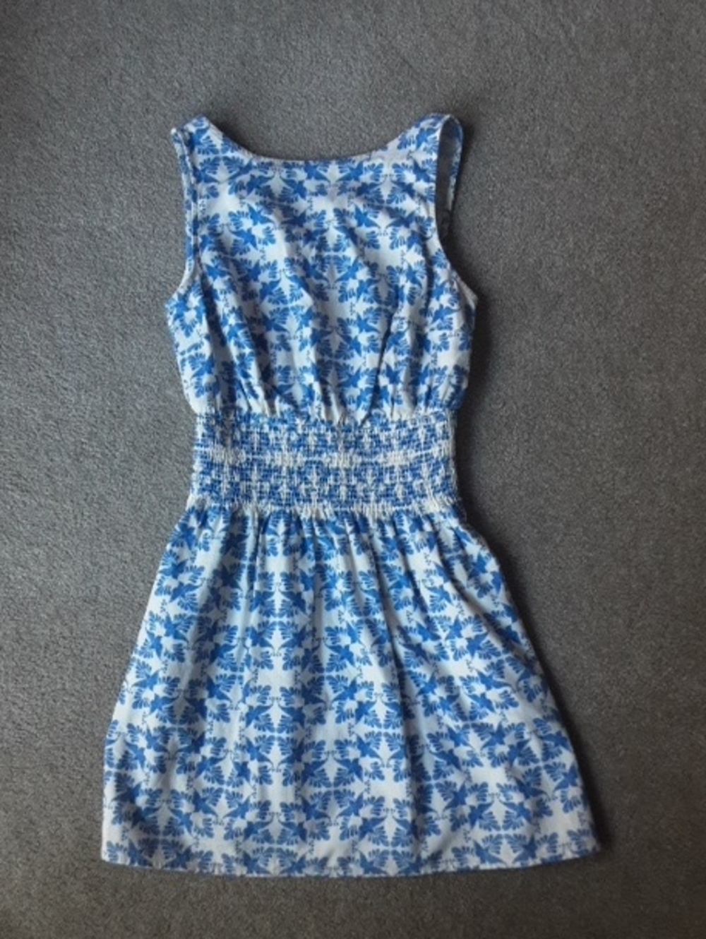 Universal Thread Blue and White Floral Smocked Waist Midi Dress